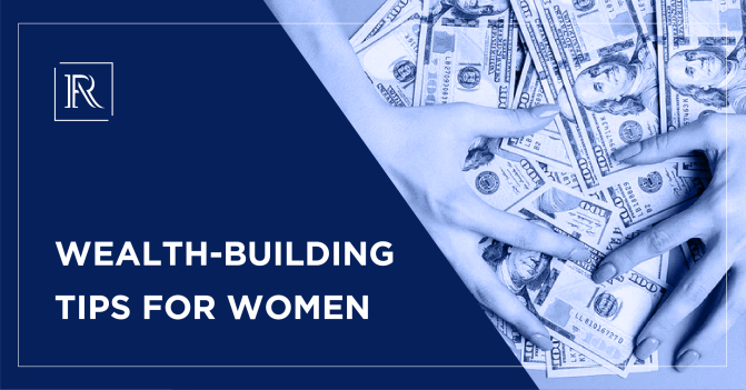 A banner image having a graphic of money bills titled Wealth-building tips for women