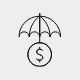 Circle with a dollar sign and umbrella on top