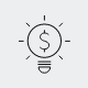 A dollar sign inside a lightbulb icon 