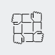 a group of arms making a square icon